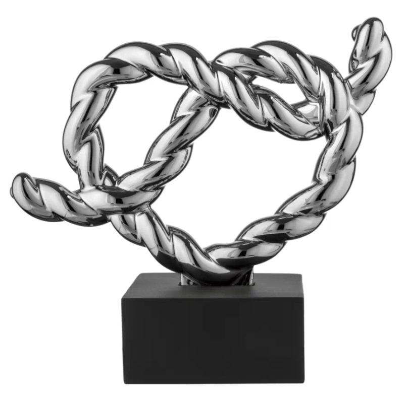 Nodo cuore argento c/base nera- 13x15 cm - Bongelli